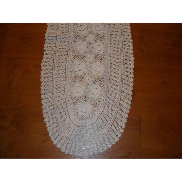 Tapestry Trading Tapestry Trading NL-14W1646 14 x 46 in. Handmade Indian Crochet Table Runner; White NL-14W1646 - main